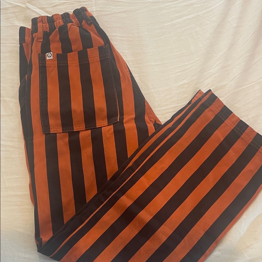 Big Bud Press Orange and Black Striped Flare Pants